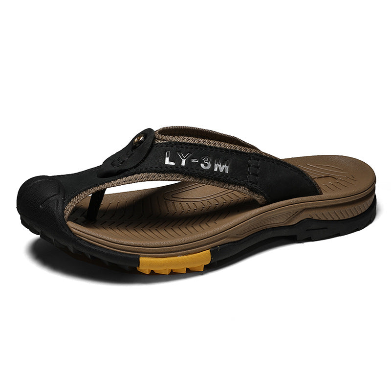 Lässige Lederslipper für Herren, Sommersandalen für Strand, Outdoor und Sport, Größe 45, Flip-Flops zum Klettern und Waten