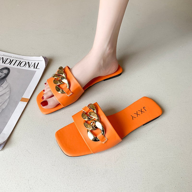Nuevas chanclas de mujer de estilo moderno con punta cuadrada
