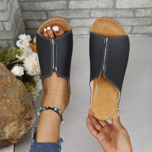 Wedge Platform Peep-Toe Slippers Women's Muffin Plus Size Sandals