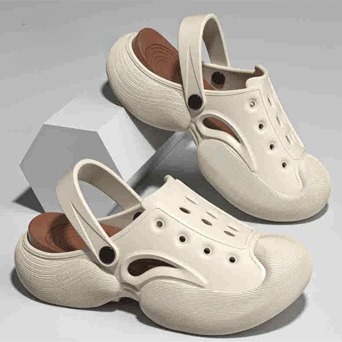 Geschlossene Outdoor-Slipper für den Sommer, Plateausohle, höhenverlängernd, rutschfest, trendige Lochschuhe für Damen und Herren