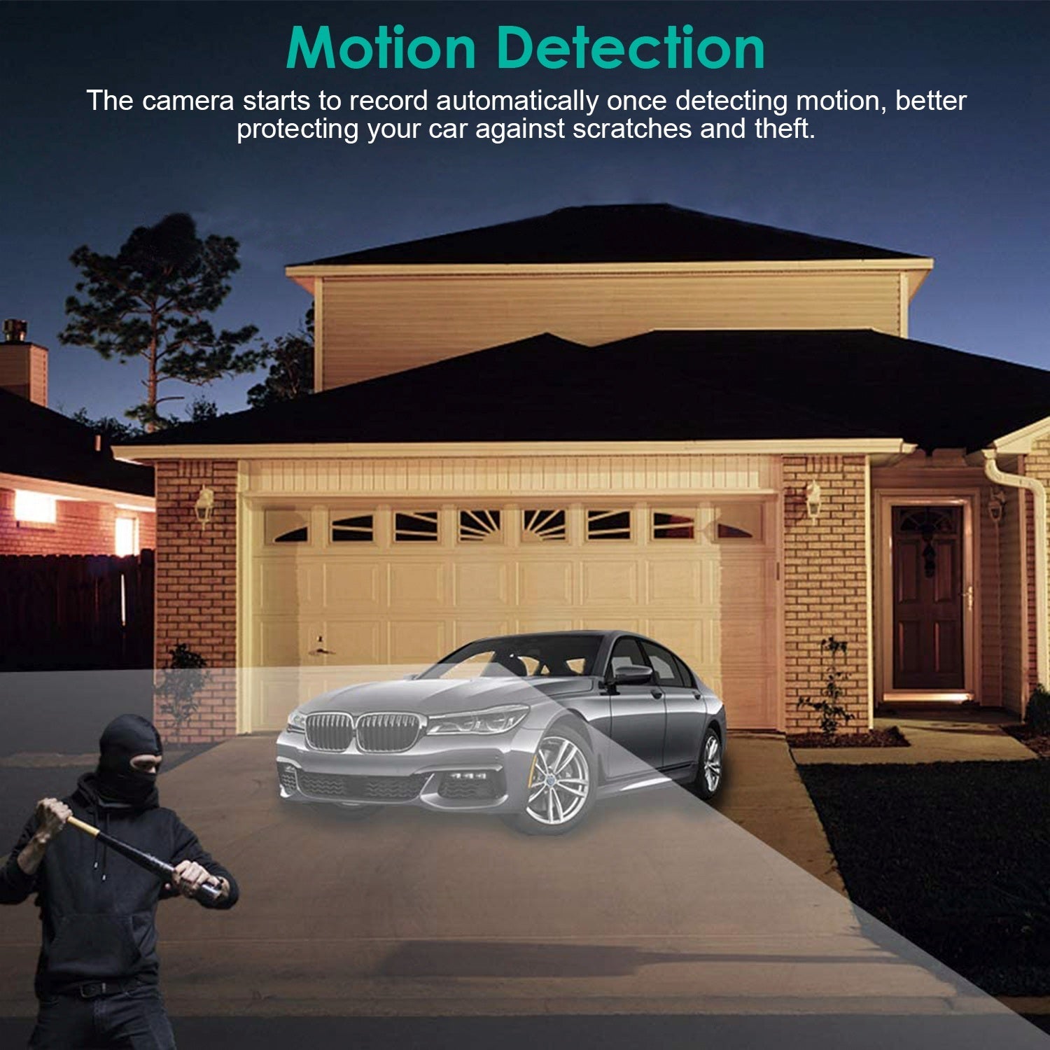 3-kanals bilkamera med 32 GB MMC-kort