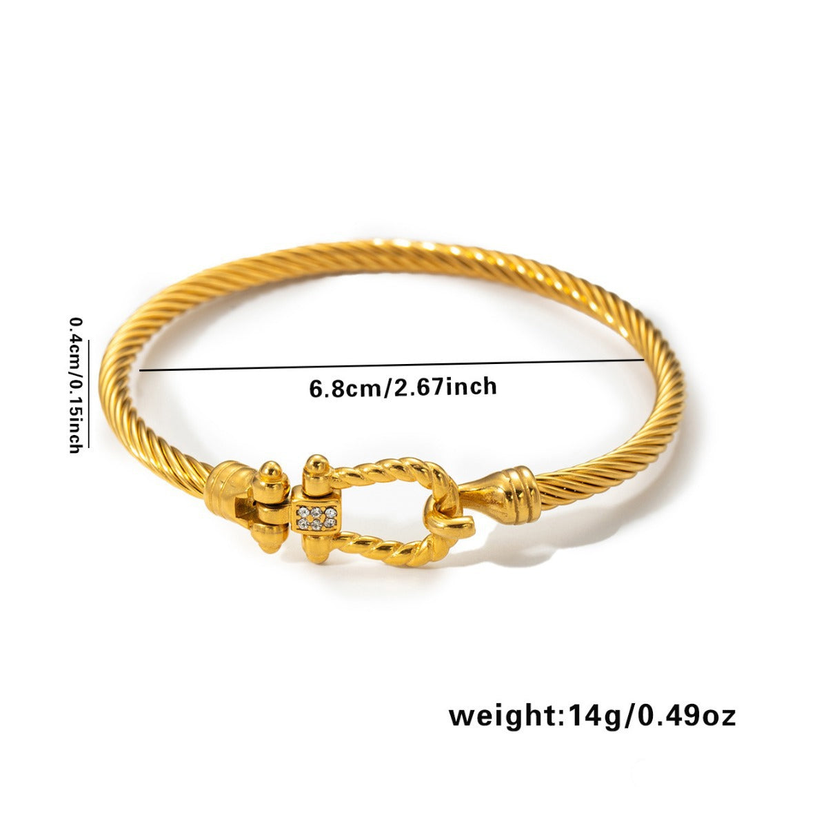 Titanium Steel Fashion Twisted Diamond-inlaid Horseshoe Clasp Bracelet