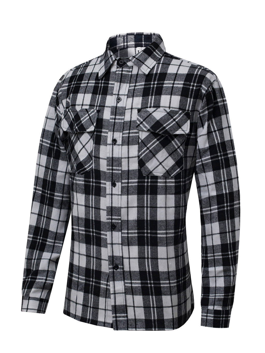 Camisa Fashion de Manga Longa com Gola Lapela e Xadrez