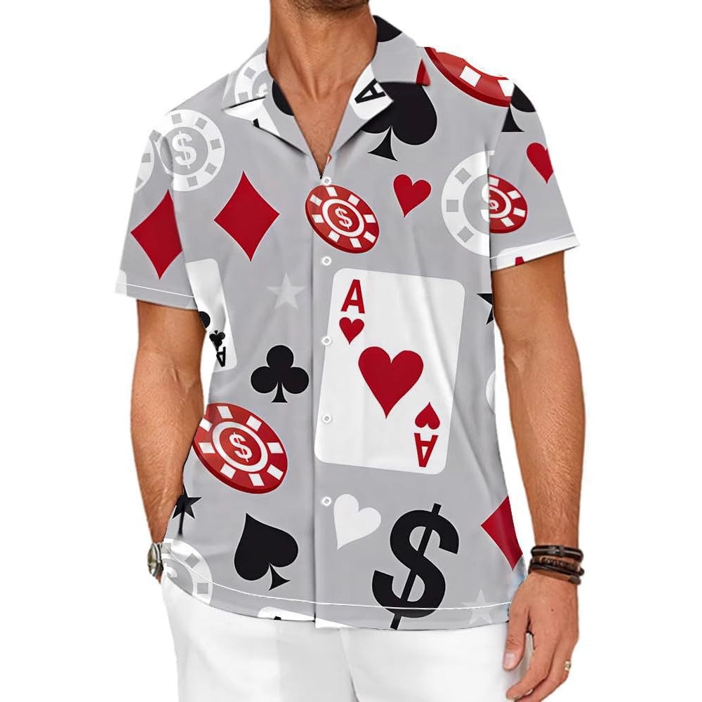 Camisa masculina casual de manga curta, combina com tudo