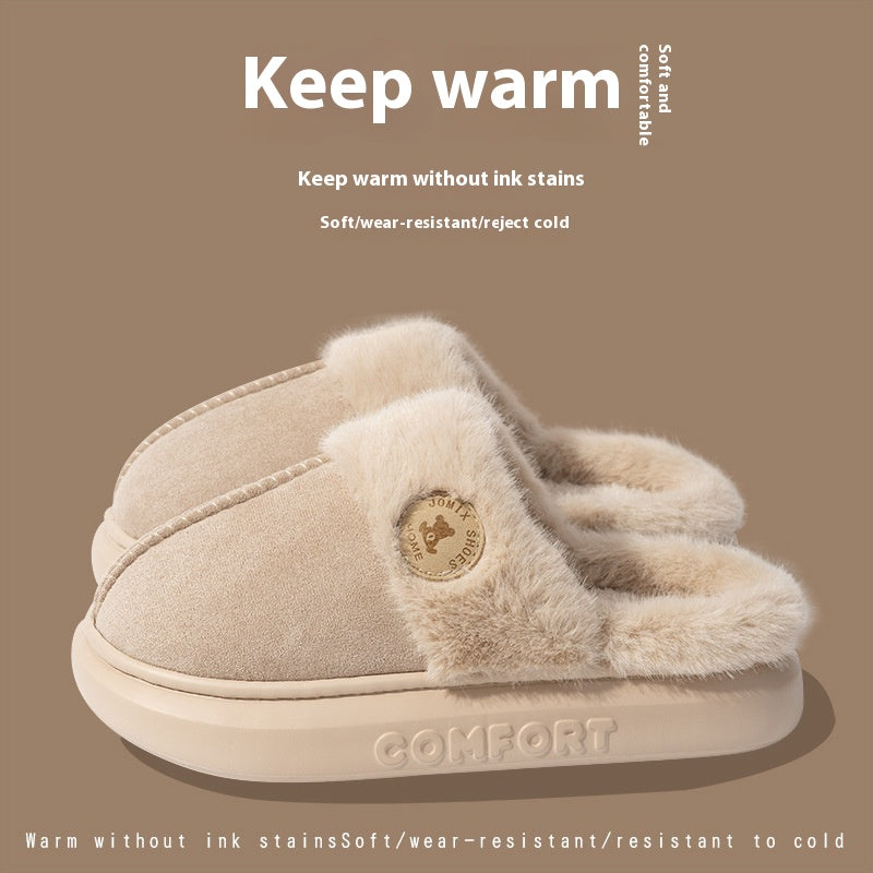 Nuevas pantuflas de felpa para mujer y hombre, cálidas para invierno, para casa, zapatos de interior de forro polar con suela gruesa